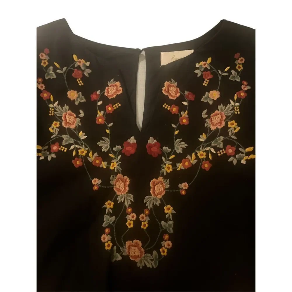 Braeve dress black with embroidery sz M - Picture 3 of 5